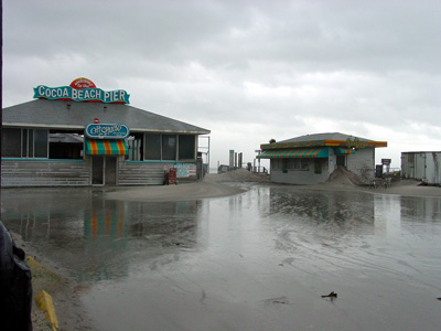 Oh Shucks at the cocoa beach pier shows effects of hurricane jeanne